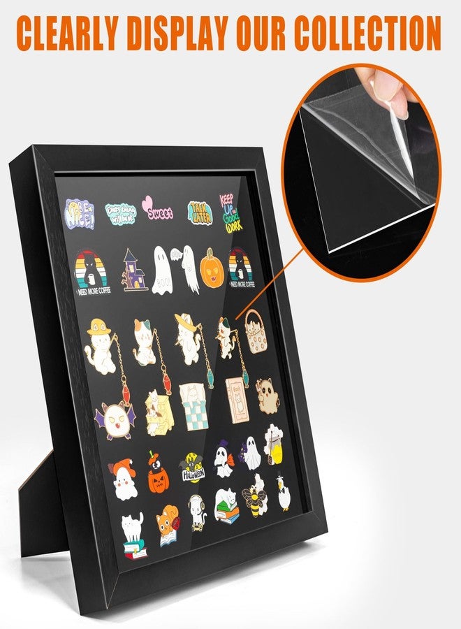 tutata Enamel Pin Display Frame, 11x11 Shadow Box for Wall and Tabletop Display, Pin Collection Display, Pin Holder, Black - Image 5